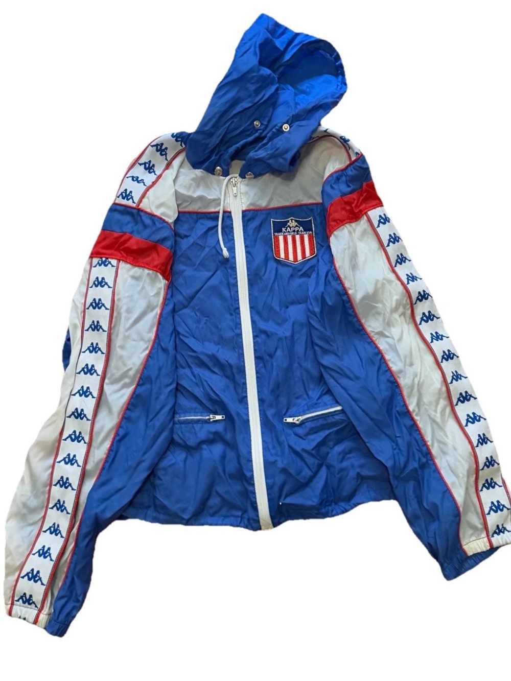 Vintage Kappa Team USA Blue and White Logo Windbreaker Jacket